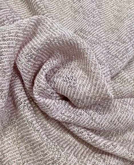 Трикотаж тонкая вязка серебро розовый