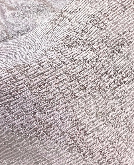 Трикотаж тонкая вязка серебро розовый