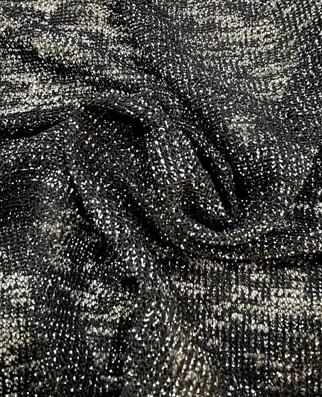 Трикотаж тонкая вязка серебро черный